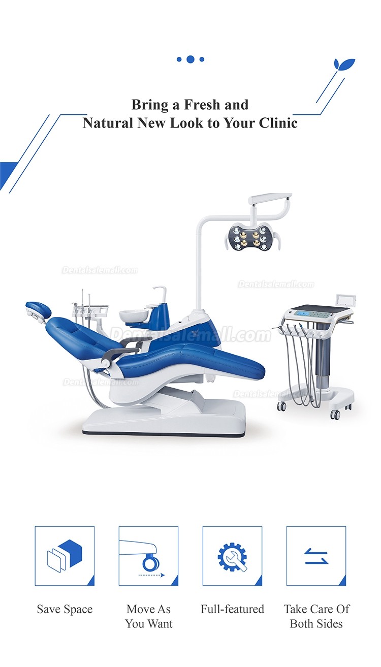 Gladent® GD-S350C Dental Chair Unit with Mobile Dental Cart Cast Aluminum Backrest